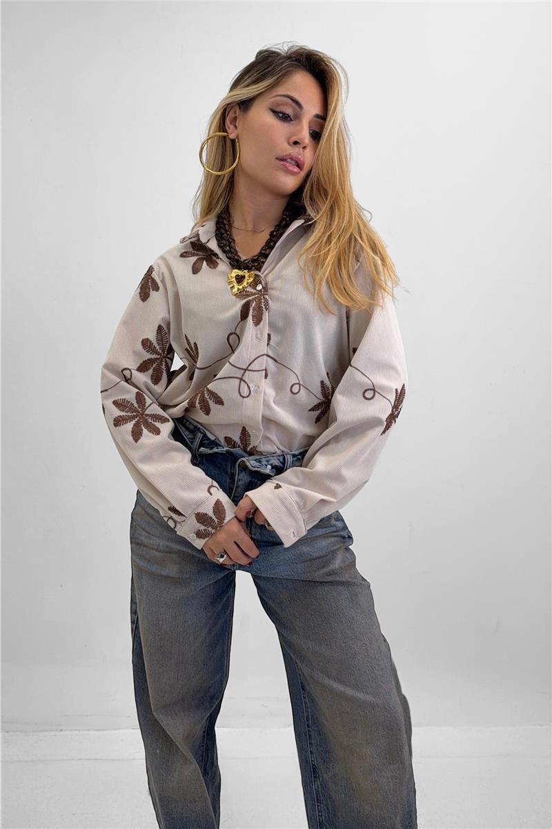 camicia con fiori ricamati embroider